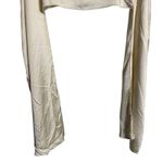 Atlein Cream Dramatic Long Sleeve Satin Cropped Round Neck Top Size Medium Photo 5