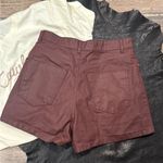 ZARA  Fashion women's burgundy coated mom-fit shorts, size 8, Photo 1