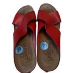 Yokono Red Leather Cross Strap Cork Platform Espadrille Wedge Sandals 6.5 resort Photo 5