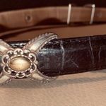 Brighton Leather Belt Size 30 Black Western Gold Silver Accents Buckle Conchos Photo 6