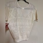 Short sleeve ivory Detail knit sweater Womens M White Size M Photo 2