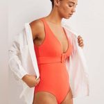 Boden Belted Deep V Swimsuit One Piece in Orange Coral Size 10 Photo 2