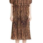 Ganni Plisse Pleated Midi Dress In Tigers Eye Photo 1