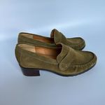 Cole Haan  Size 6.5 Olive Green Suede Leather Block‎ Heeled Loafer Dark Academia Photo 7