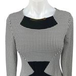 Venus  Black White Houndstooth Long Sleeve Knee Length Pencil Sheath Dress Size 4 Photo 2