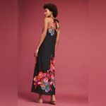 Anthropologie Maeve Black Floral 100% Silk Cayman Maxi Dress Small Sleeveless Photo 1