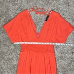 Lulus Spend Some Time Coral Smocked Short Sleeve Culotte Jumpsuit Medium Orange Photo 8