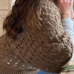 Free People Hood Wide Sleeve Button Chocolate Brown Open Knit Sweater Large Boho Photo 7