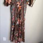 Farm Rio  Anthropologie Valentina Brown Floral V Neck Midi Maxi Dress Small Photo 8