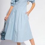 Proenza Schouler White Label Balloon-Sleeve Cotton Dress Size 4 Light Blue Photo 0