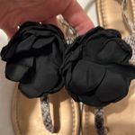 BCBGeneration sz 7 gold sandals w/black flower & snake print straps GUC No box Photo 10