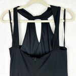 David Meister Halter Neck Keyhole Midi Dress Size 12 Black Stretch Cocktail Photo 3