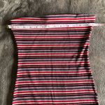 AMBIANCE Y2K Strapless Tube Top Ribbed Striped Bodycon Mini Dress Sz S EUC Red Photo 5