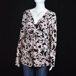 INC Long‎ Sleeve Shirt Floral Black and Pink Size M Size M Photo 2