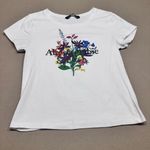 Abercrombie & Fitch White Blue Floral Short Sleeve Tee Photo 0