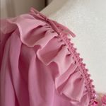 For Love & Lemons  🎀 medium Fan Floral Puff sheer sleeve corset dress pink Photo 9