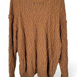 Free People  Brown Cable Knit Chunky Oversized Sweater Womens L Fall Cozy Classic Photo 0