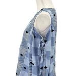Crown & Ivy  Blue White Cold Shoulder Round Neck Diamond Print Top Size Medium Photo 2