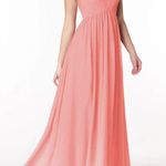Azazie  Ranvie Coral Flowy V-Neck Pleated Chiffon Dress Photo 0