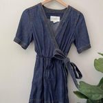 Pilcro and the Letterpress Denim Shorts Romper Wrap Tie Anthropologie Jean Blue Photo 0