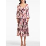 Sachin + Babi Jamie Blurred Floral Chiffon Midi Dress Purple Womens Size 6 Photo 6