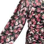 VICI  X Fate Black Pink Floral Long Sleeve Ruched Mini Dress, Sz M Photo 10
