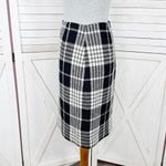 Eddie Bauer  Plaid Wool Blend Tweed Pencil Skirt Black White 8 Tall Photo 1