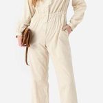 Xirena Cream Tan Harlee Button Down Corduroy Ruffle Jumpsuit Playsuit Size L Photo 0