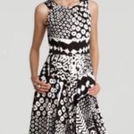 Lafayette 148 Geometric Print Black White Pleated A-Line Midi Dress Size 8 Photo 6