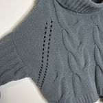 Moon & Madison Blue-Gray Plush Cowl Neck Knit Sweater Photo 2