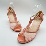 Top Moda  Sandal Womens 7.5 Pink  Rhinestone Strappy Lace Sandal NEW‎ Photo 1