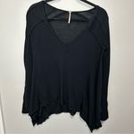 Free People Womens Size XS Oversized Waffle Knit Black Blouse Photo 0