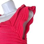 Nautica Pink Crocheted Pullover Top Square Neck Short Sleeve Medium NWT Preppy Photo 3