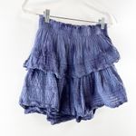 Aerie  Tiered Ruffle Cotton Smocked Waist Tie Dye Mini Skirt Blue Small Photo 6
