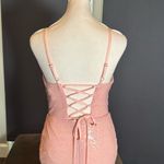 Women’s Pink Sequined Short Homecoming Party Dress Ruffle Hem CorsetBack Size 4 Photo 4