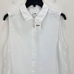 J.Crew  Sleeveless Gauze Button Up Shirt Cotton White Lightweight Large NWT Photo 3