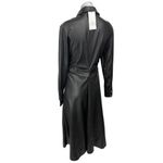 ZARA NEW  Black Faux Leather Long Sleeve Collared Button Down Midi Shirt Dress S Photo 2