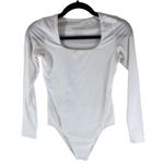 Everlane Womens The Long-Sleeve Supima Square-Neck Bodysuit Bikini White XXS Photo 3