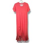 Free People  FP Beach Havana Tee Coral Pink Knit High Slit Waterfall Maxi Dress Photo 1