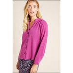 Anthropologie  Cloth & Stone Smocked Raspberry Button Down‎ Top Petite Large Photo 1