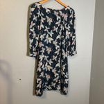 Garnet Hill  Jardin Crepe Mini Dress‎ Size XS Blue Floral Boho A Line Square Neck Photo 7