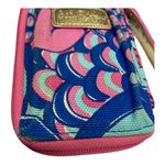 Lilly Pulitzer Zip Around Wallet Pink Blue 2015 Canvas Peacock Wristlet Photo 5
