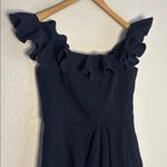 XScape Navy Blue Ruffle Off Shoulder Maxi Dress Formal Tulip Hem Event Wedding Photo 7