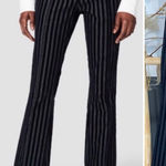 Derek Lam 10 Crosby Velvet Stripe Wide Leg Ankle Tailored Navy Pants Sz 6 💛🎀 Photo 0