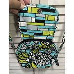 Vera Bradley  Floral Crossbody Quilted‎ Long Adj. Strap Pockets Logo Teal/White Photo 4