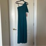 BHLDN NWT Windham Formal Crepe One-Shoulder Jumpsuit in Teal Size 2 Photo 3