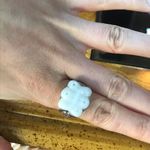 Natural Carved White Jade Sterling Silver Ring Size 9 Discounted Photo 1