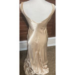 David's Bridal  Bridesmaid Dress Size 4 Beige Satin Charmeuse sleeveless prom Photo 3