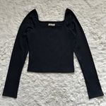 Madewell Top Ribbed Square-Neck Long-Sleeve Tee True Black M NWT New Photo 0