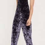 Urban Outfitters  Navy Blue Crushed Velvet Cropped Ankle Overalls Photo 0